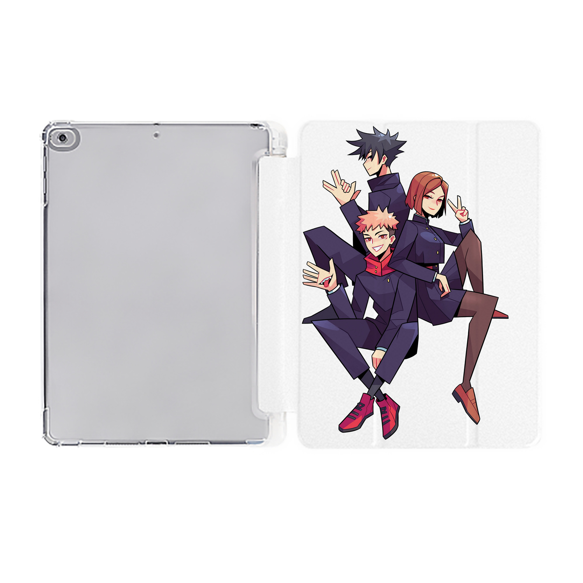 （画像用） 呪術廻戦 Jujutsu Kaisen IPad ケース ペン収納付き 三つ折りスタンド PUレザー×シリコン 対応機種9.5/10.5/10.9インチ